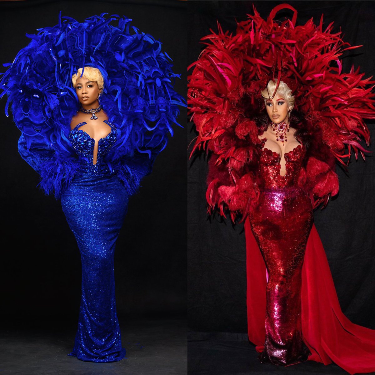 KhavhiaWoman's tweet photo. I am a Nigerian fashion designer and I remade this @Mugler’s @iamcardib worn design for Nigerian actress @lillyafe and styled by @swankyjerry1 . How do you think we did? https://t.co/FgLjWq25cc
