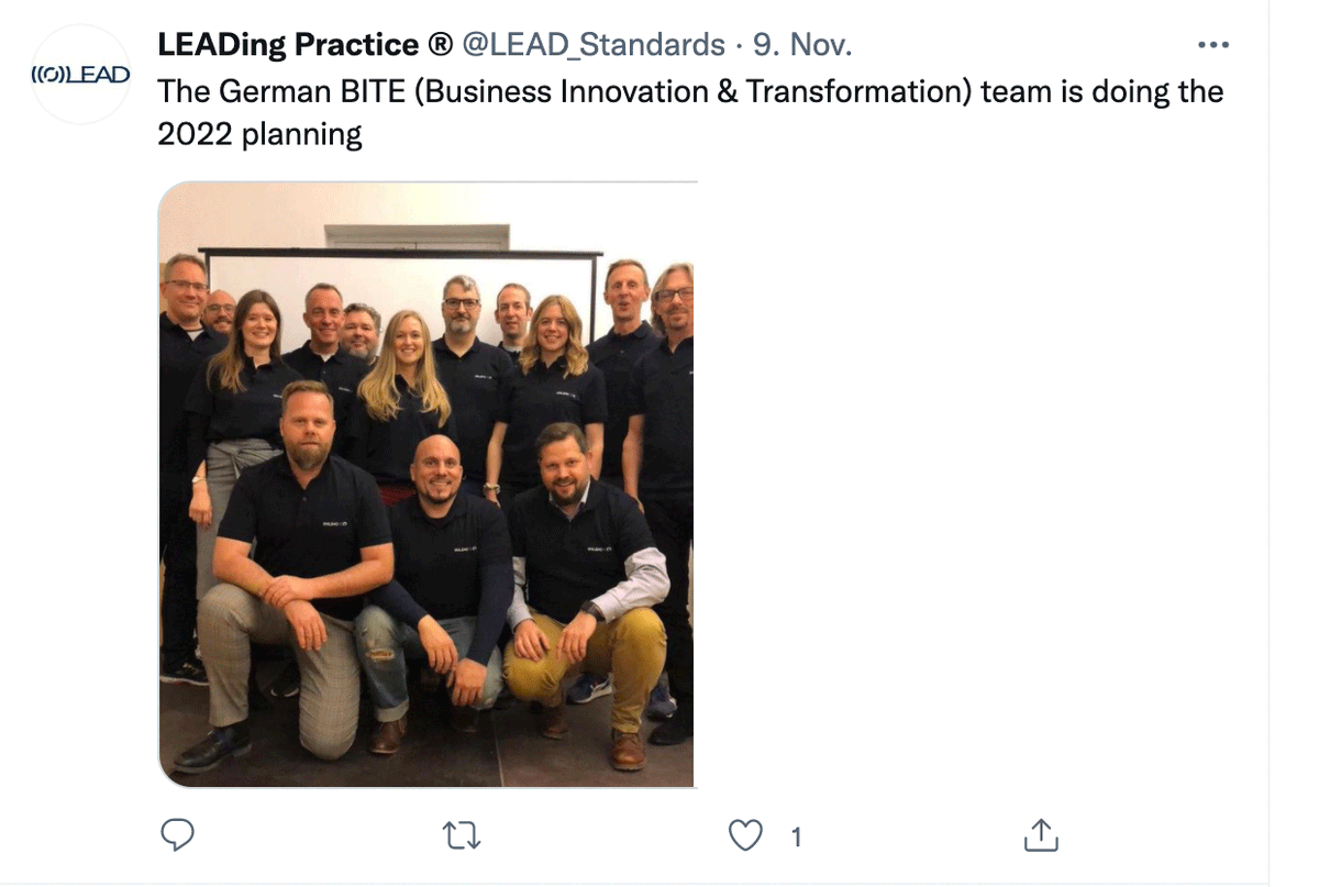 The German BITE (Business Innovation &amp; Transformation) team is doing the 2022 planning
