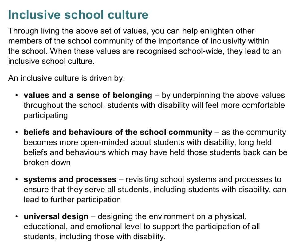 Capitalise_Ed's tweet photo. Great suggestions from AITSL (2021) for establishing an inclusive culture in schools! https://t.co/UMHS0VoQFZ