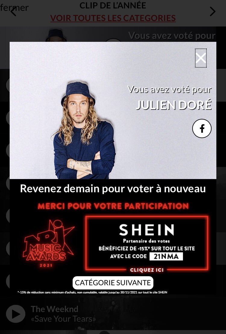Cat_Louise_S's tweet photo. Une petite pensée pour toi @jdoreofficiel, un petit vote pour #waf @NRJMusicAwards #clipdelannee & plein d’ondes positives pour un bon rétablissement 🤞💪✨😘😘 https://t.co/i2hVdbm55V