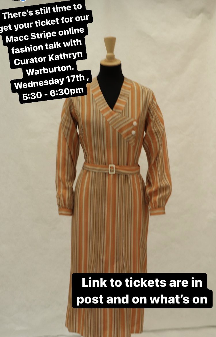 silkmuseummacc's tweet photo. There’s still time to get your ticket for the Macc Stripe online talk with Curator Kathryn Warburton. 17th November, 17:30 - 18:30 https://t.co/GfyNnSVMww
.
#maccstripe2021 #vintagefashion #textilepreservation #historictextile #fashionlover https://t.co/N0cm9uEKfR