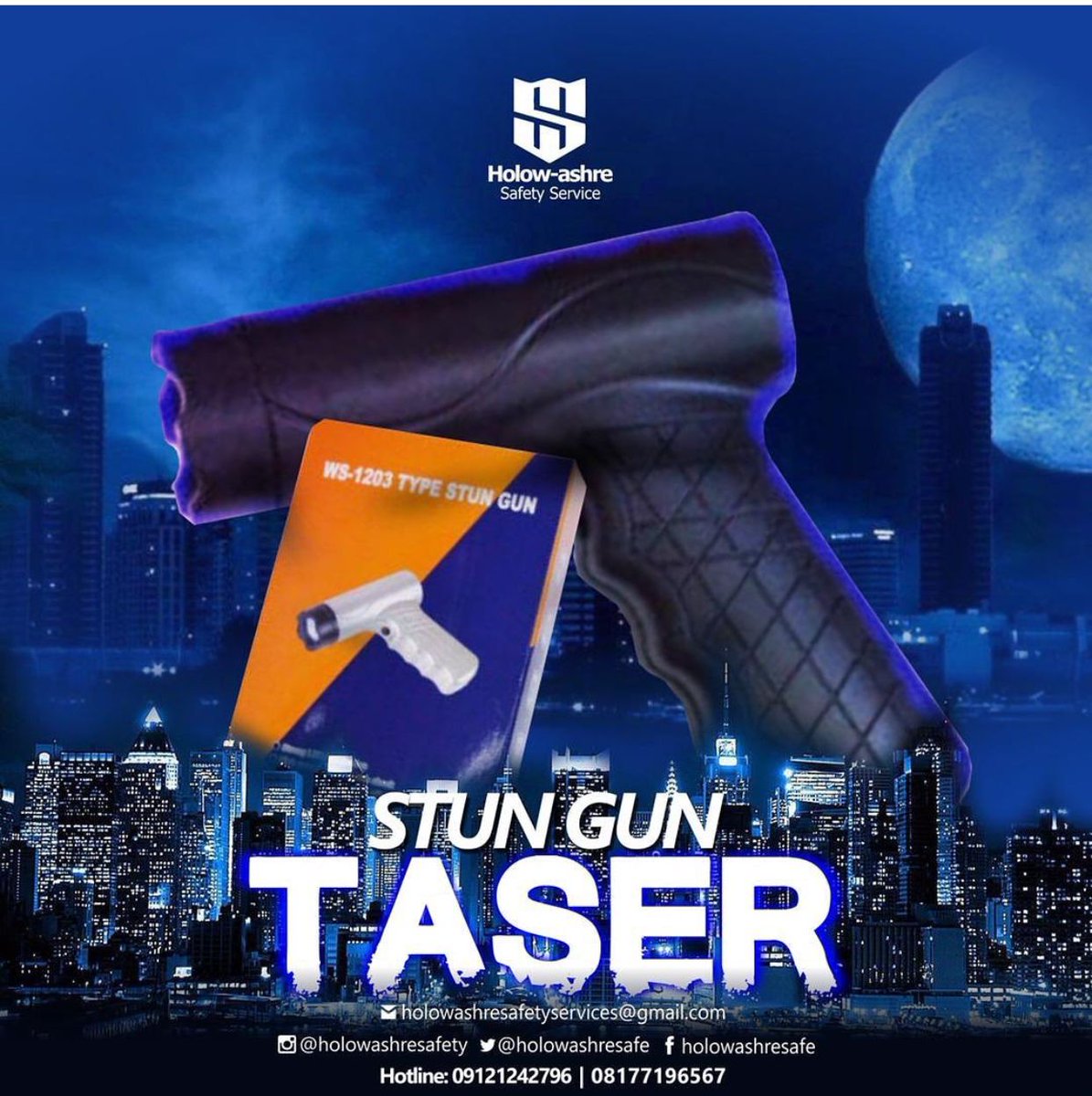 Holowashresafe's tweet photo. Taser, an electro-shock weapon that can temporarily disable an assailant for up to 10 minutes.
Get yours at Holow Ashre, and stay safe.
For more enquiries:
☎️ 09121242796 or 08177196567
#security #securityguard #safetyfirst #securitygadgets
#holowashre
#trogworldonline https://t.co/KHOqmkm3JX