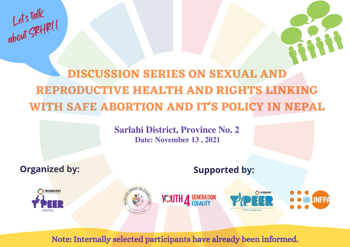 ypeernepal's tweet photo. YPEER-Nepal in support of @ypeerap , Working Group on Disabilities and 2030 Agenda, @AyonNepal , and @UNFPANepal cordially presents a Discussion Series on SRHR linking with Safe Abortion and it’s Policy in Nepal.

#srhr #safeabortion #discussionseries #ypeer #ypeernepal https://t.co/M189tCBqlP