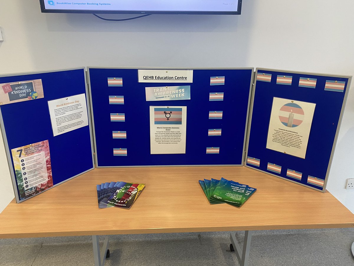 Today at The QEH Education Centre we are celebrating The World Kindness Day and Trans Awareness Week ⚧ 🏳️‍⚧️ #WorldKindessDay #TransAwarenessWeek @uhbtrust @qehbham @stonewalluk