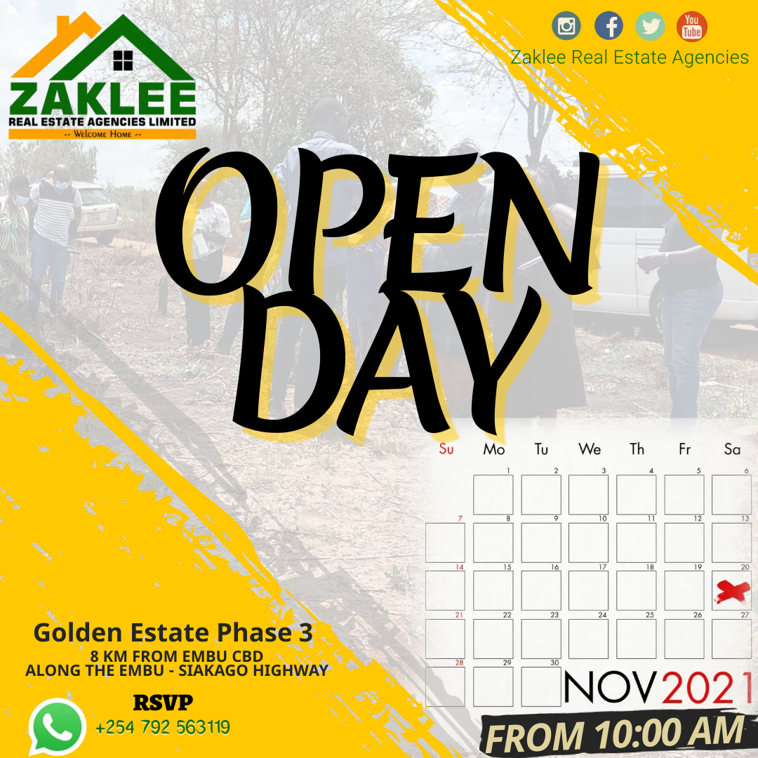 zakleeagencies's tweet photo. Real estate is an imperishable asset, ever increasing in value. It is the most solid security that human ingenuity has devised. It is the basis of all security and about the only indestructible security.
Join us on Saturday November 20th for our #OPenDay at #GoldenEstatePhase3 https://t.co/Kd9mruV2d3