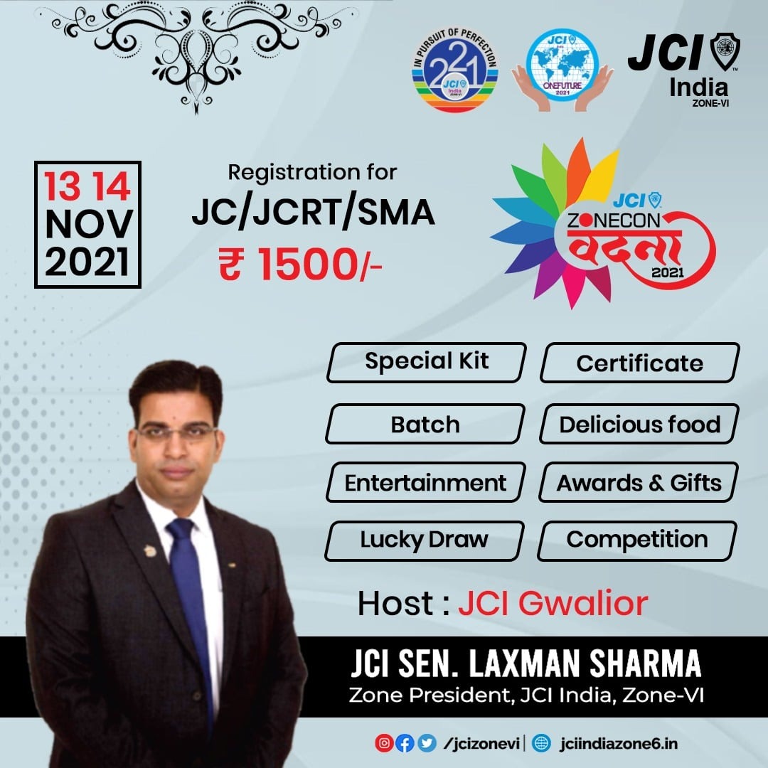jcizonevi's tweet photo. JCI's Zone Conference
Zoncon has great fun events, delicious cuisine, and tons of gifts for you.

Date-
13 November Saturday
14 November Sunday

Venue- Sangam Vatika Gwalior

Register Now only at Rs1500/-
.
.
.
.
.
#jci #jcizone6 #funevents #zoncon #jcizonecon #gwalior #zone6 https://t.co/BEvjkgitY8