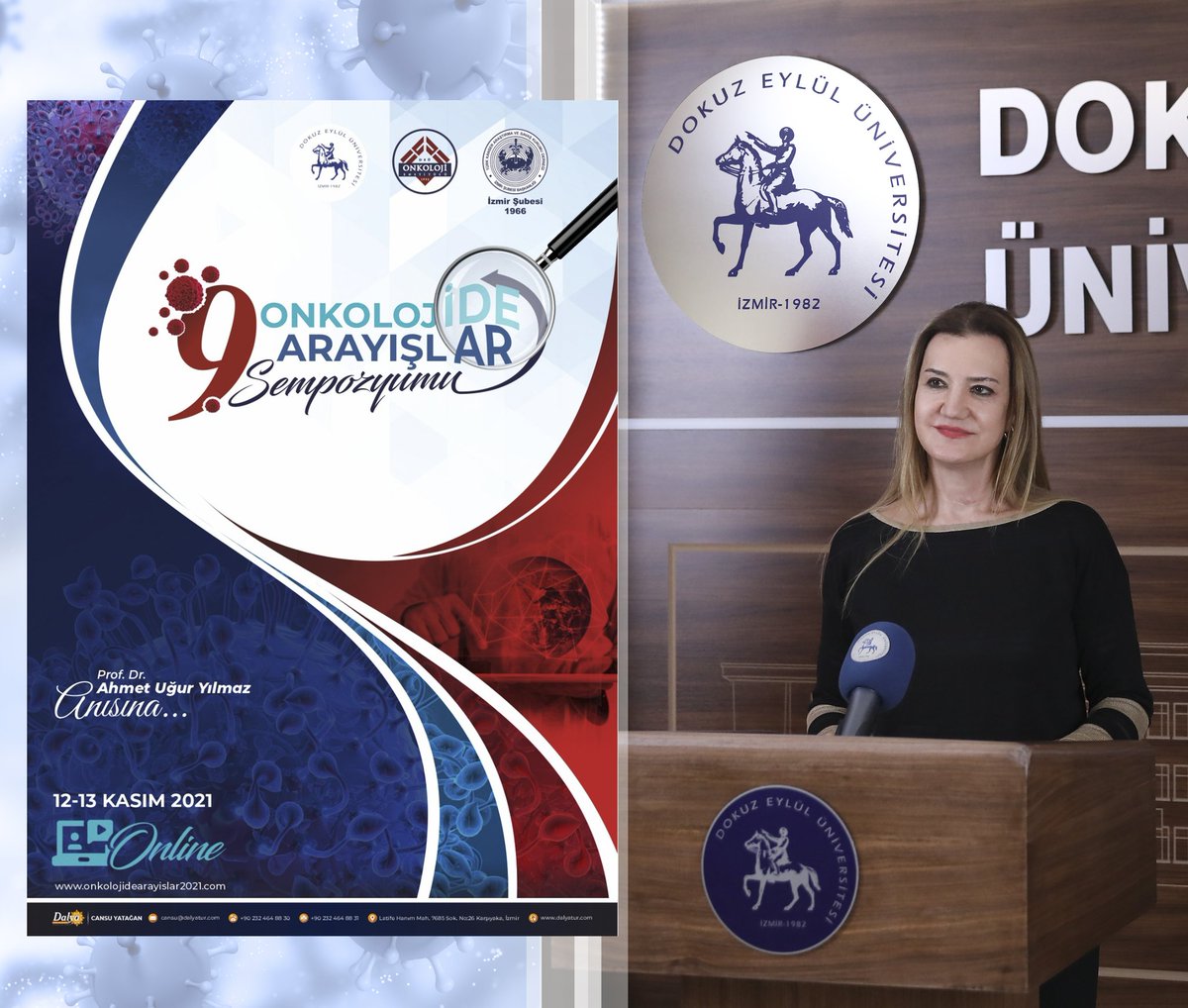 Rek. <a href="/hotar_nukhet/">Prof. Dr. Nükhet Hotar</a>, #DEÜ Onkoloji Enstitüsü ve TKASK İzmir Şubesi işbirliğiyle çevrimiçi düzenlenen ve Prof.Dr.Ahmet Uğur Yılmaz’ın adına atfedilen kanser konusunda güncel gelişmelerin ele alındığı, akademik çalışmalara referans olacak Onkolojide Arayışlar Sempozyumu'na katıldı⚕️