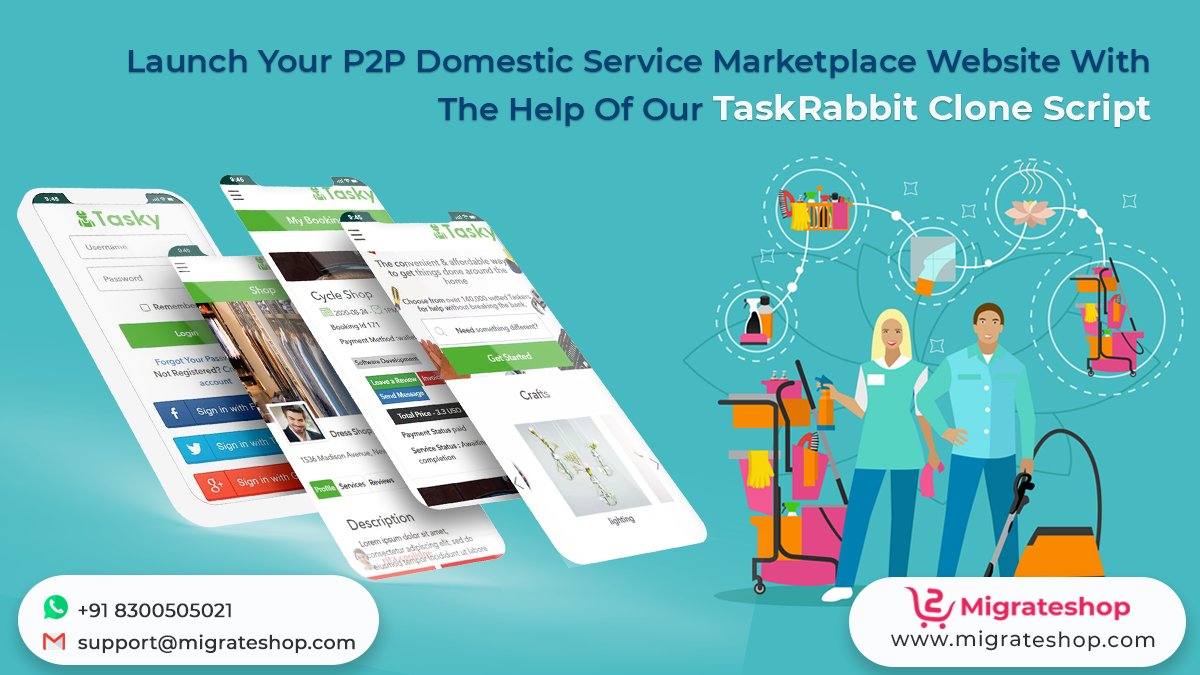 migrateshop's tweet image. Launch Your P2P Domestic Service Marketplace Website With The Help Of Our TaskRabbit Clone Script
Click Here: bit.ly/2Rf5eML
#taskrabbit #taskrabbitclone #taskrabbitclonescript #taskrabbitcloneservicescript #taskrabbitcloneapp #servicemarketplacewebsite #migrateshop