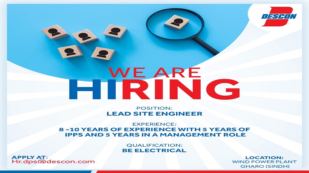 DesconOfficial's tweet photo. @DesconOfficial hiring for Lead Site engineer

Essential Requirements: BE Electrical with 8 -10 years of experience with 5 years of IPPS and 5 years in a management role.

Location: Wind Power Plant Gharo (Sindh)

Email: Hr.dps@descon.com

Deadline: 30 November 2021. https://t.co/MwSHWXmRPW