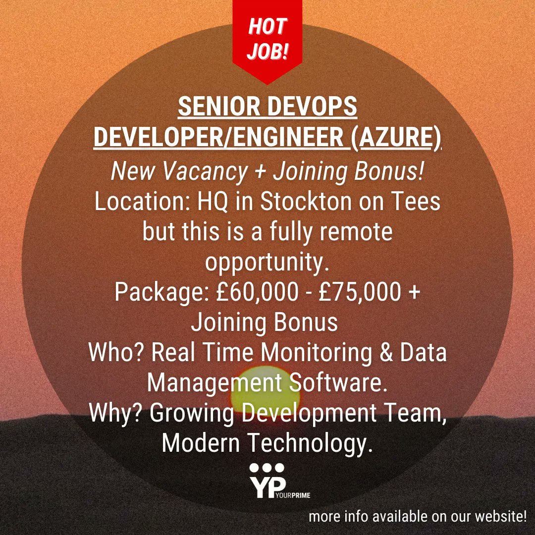 yourprimerec's tweet image. 🌰 SENIOR DEV-OPS DEVELOPER 🌰
Contact Michael on…
📧 Michael@yourprimerecruitment.com
📞 01615468031 or 07458160960

#DEVOPS #OPSENGINEER #STOCKTONONTEES #REMOTEWORK #