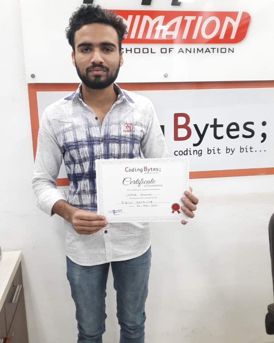 coding_bytes's tweet photo. Mr. Chirag Sharma Completed the Digital Marketing Course from Coding Bytes. 

#certificate #digitalmarketingcourse #codingbytes https://t.co/PWSmcXTGFT
