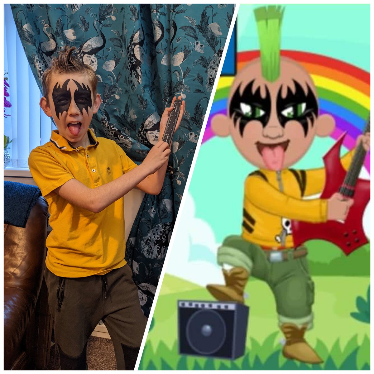 aproudmummy's tweet photo. Caleb dressed up as his TT rockstar avatar today 🧑🏼‍🎤🤘🏻🎸 @newbarns1 #Rockstar https://t.co/KgbTI2lpAF