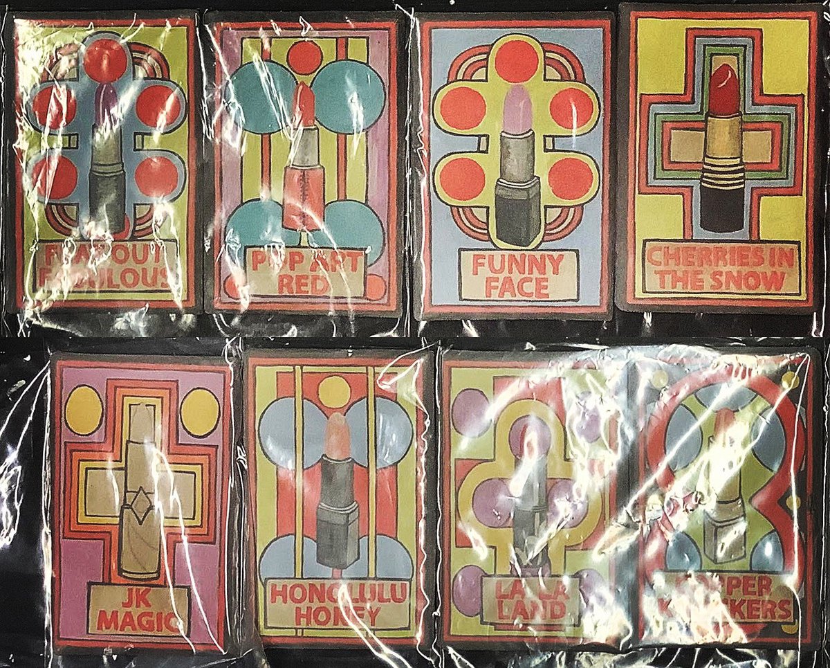 studioslipware's tweet photo. #workinprogress obscured plastic wrapped #lipstick tiles. 49 in total, exhibiting at #Messums 2022 June in Harrogate. All real names! #slipware #kittyshepherd https://t.co/tVhLBEi61Z