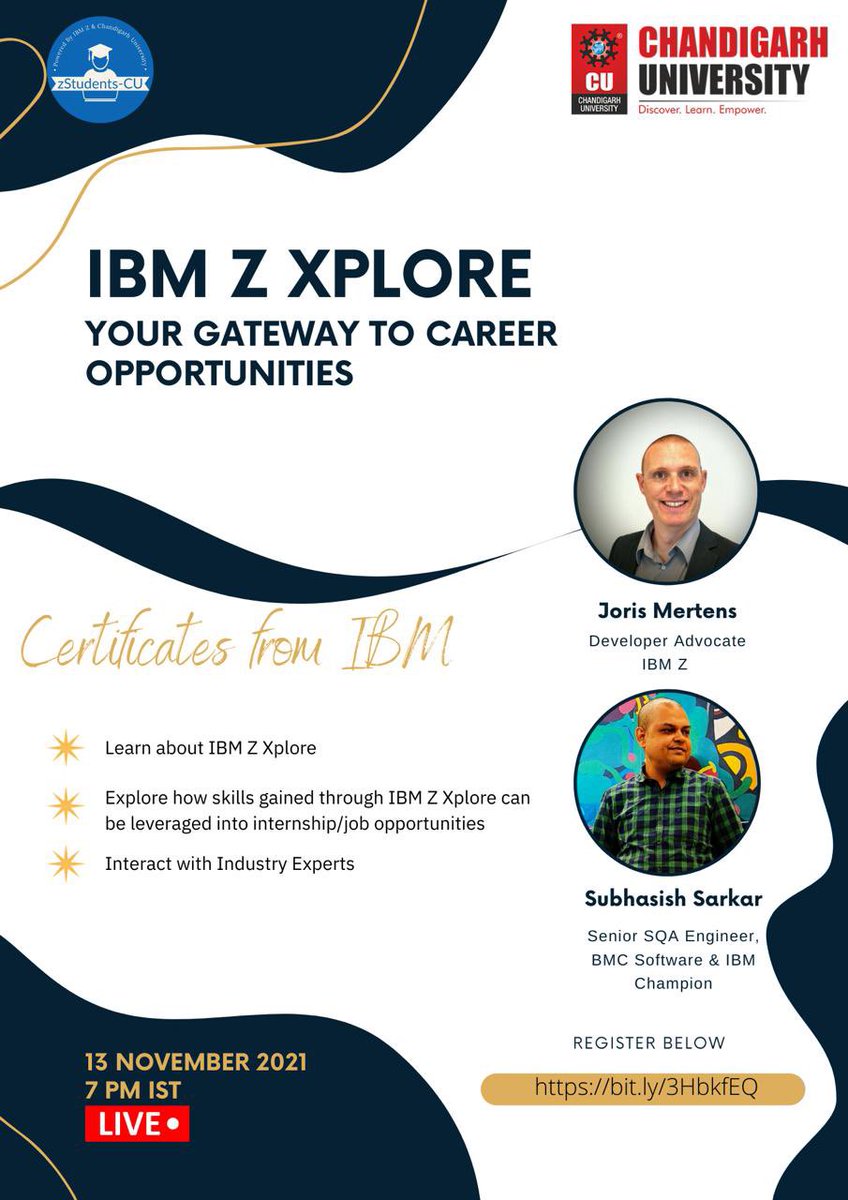 Want to upskill yourself? Join our upcoming zStudents-CU event “IBM Z Xplore- Your Gateway to Career Opportunities”🚀 
Join us to gain insights on how you can Upskill yourself on IBM Z Xplore &amp; leverage those skills! 🌟
🔗 bit.ly/3HbkfEQ
