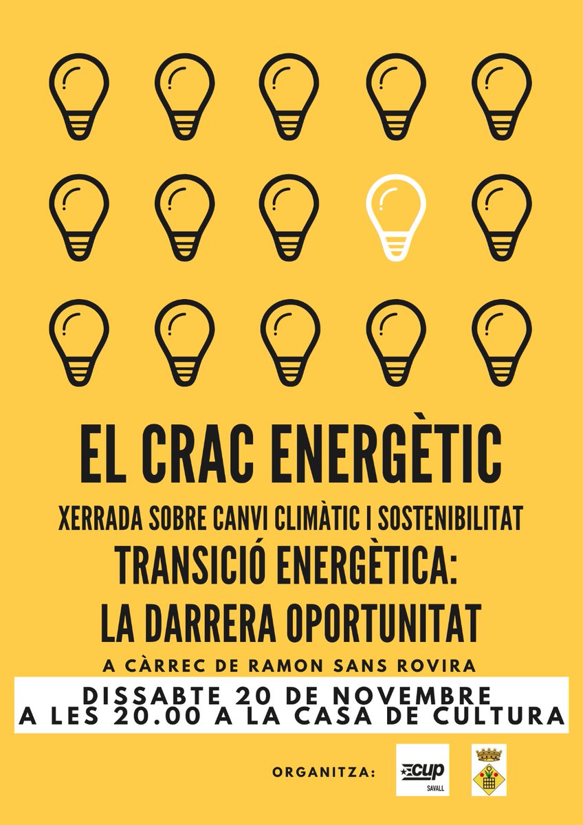 cupsavall's tweet photo. El 20 de novembre, a Sant Llorenç Savall, el Ramon Sans, espert en transició energètica, ens farà una xerrada molt interessant! #santllorençsavall #canviclimàtic #sostenibilitat #transicióenergètica @AjSavall https://t.co/9TfWzRxs2a