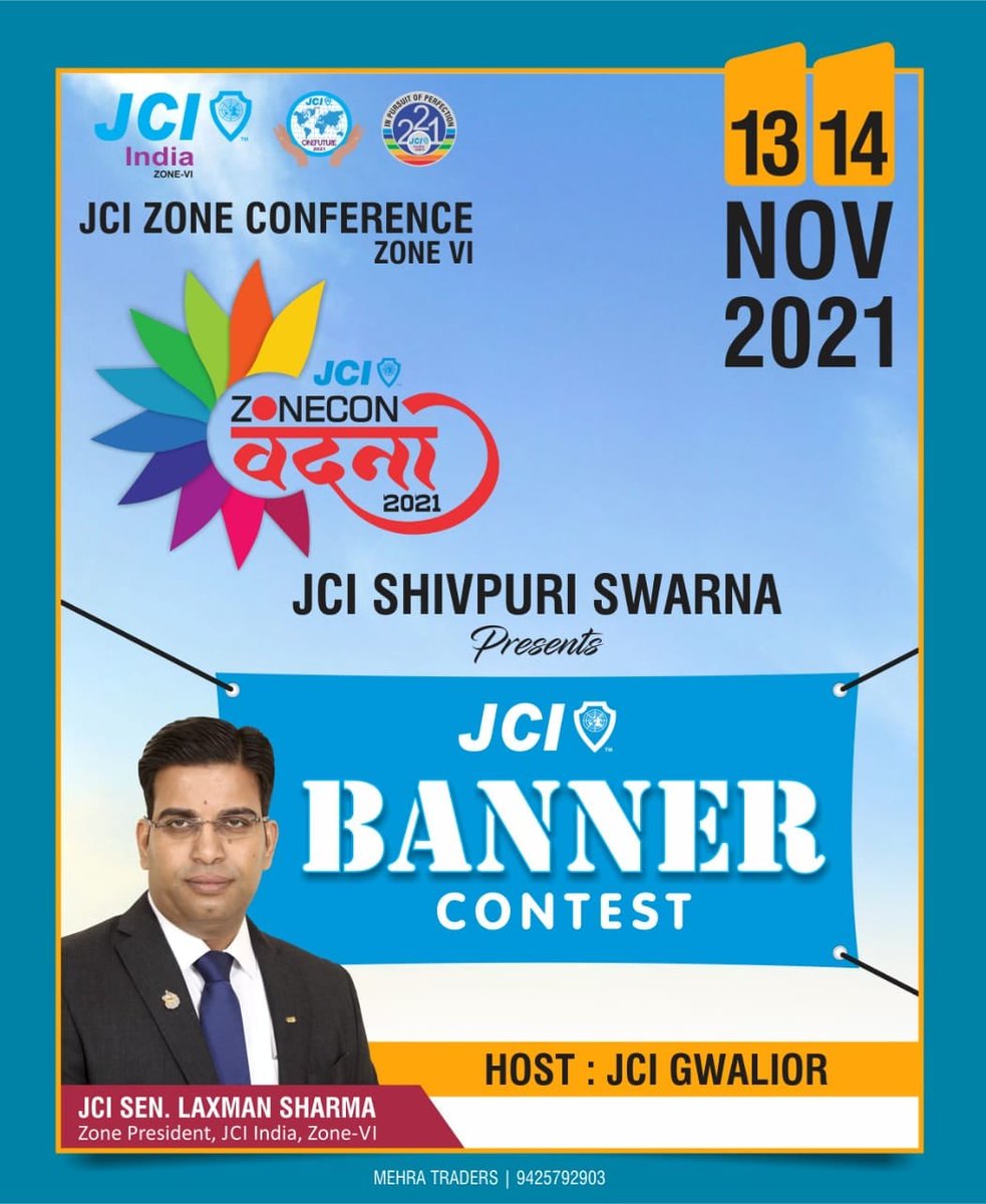 jcizonevi's tweet photo. "JCI's Zone Conference"

JCI Shivpuri Swarna presents-

Banner Contest

Participate in Banner Contest and win exciting prizes.

Register Now
Date-
13 November, Saturday
14 November, Sunday
Venue- Sangam Vatika Gwalior https://t.co/WkyH45JOLd