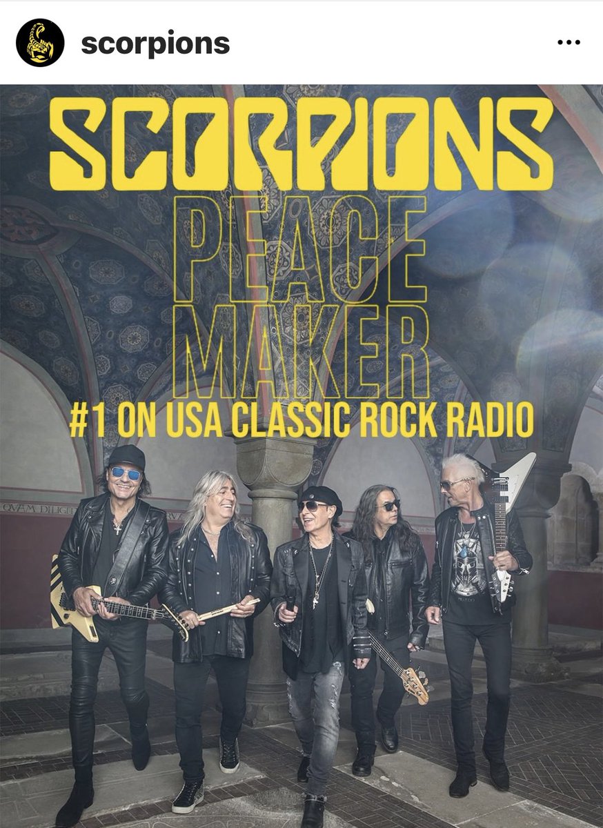Thanks for making "Peacemaker" No.1 on the US Classic Rock Charts 🤘 ☮️ 🦂

Rock Believer coming 25 February -&gt; scorpions.lnk.to/RockBeliever