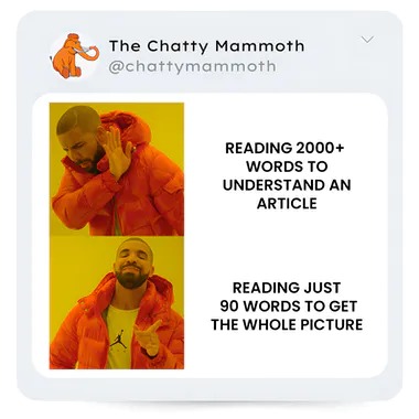 .<a href="/ChattyMammoth/">The Chatty Mammoth</a> is on <a href="/ProductHunt/">Product Hunt 😸</a> today 😻🎉

The Chatty Mammoth Newsletter summarizes stimulating articles so you can consume just the conversation-worthy components. 

Wish you had more time to fit in reading? The Chatty Mammoth is the solution. 😃

producthunt.com/posts/the-chat…