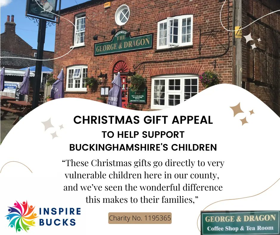 Support our #Christmas Gift Appeal by donating toys or gifts for children who might not otherwise receive a Christmas present. 🎄🎁🎁
Our collection points:
#The George and dragon (32 The Green, HP22 4AR Quainton)
#EsquiresCoffee at Lucas Furniture