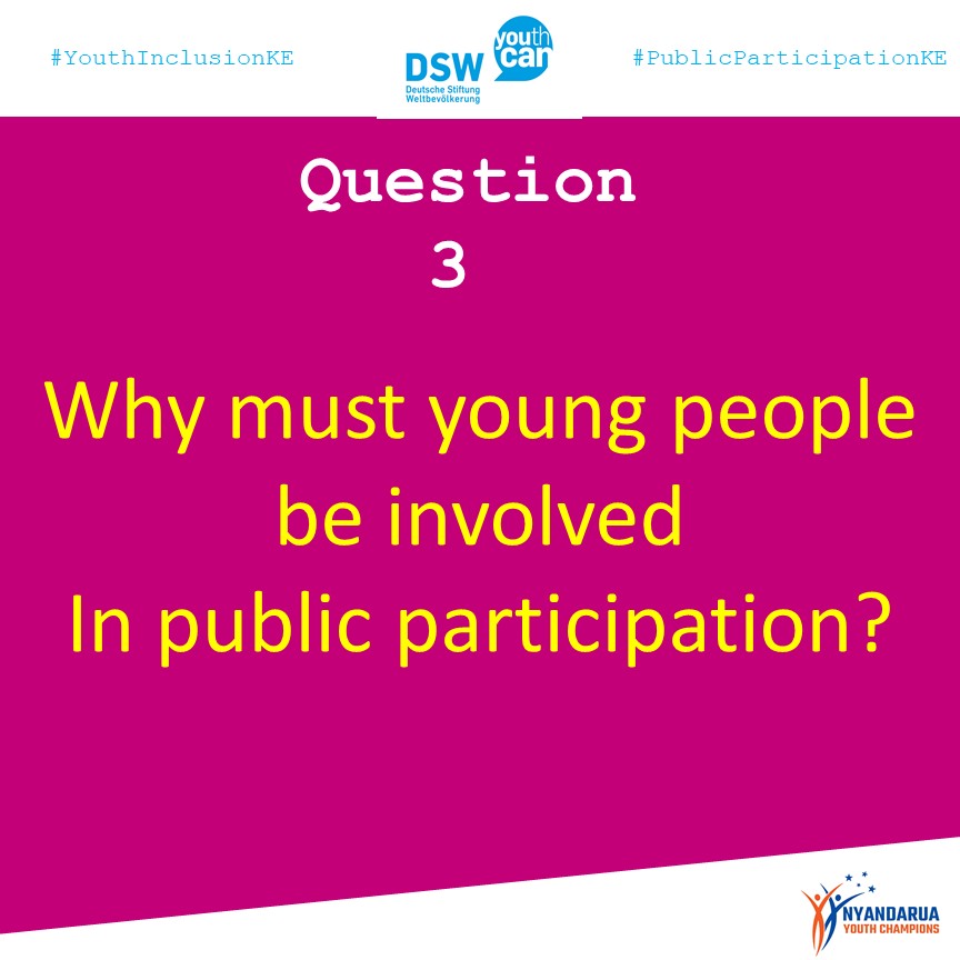 ACDCenterKE's tweet photo. Question 3: Why is it important that young people get meaningfully involved in #PublicParticipation ?
@MzalendoWatch @IBPKenya 
#NiwekeKwaBudget
#PublicParticipationKe https://t.co/5eJuxlXJSC