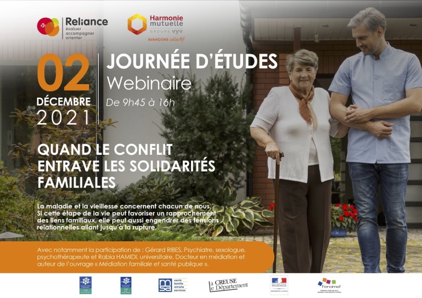 Monsieur Jean-Paul MOUTY, Président de RELIANCE a le plaisir de vous convier jeudi 2 décembre 2021 à la journée d’études « Quand le conflit entrave les solidarités familiales », en visio.

Pour découvrir le programme de cette journée et vous inscrire : eventbrite.fr/e/billets-quan…