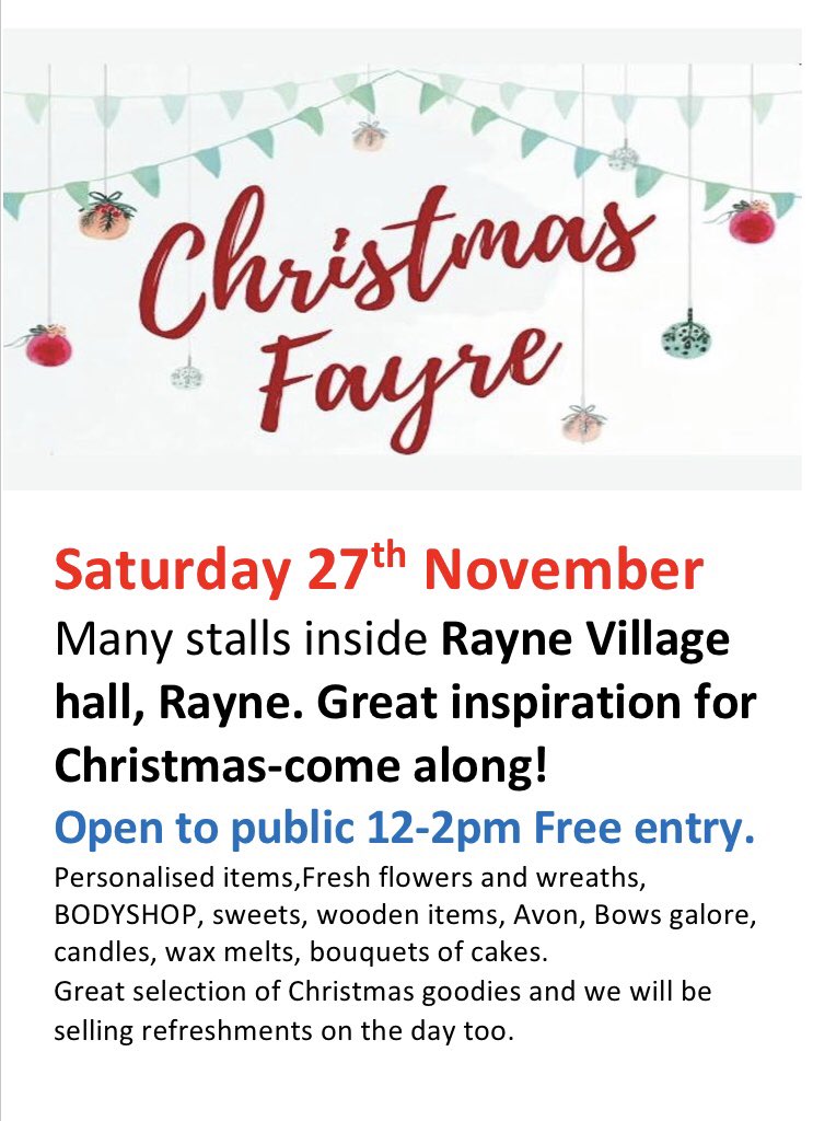 #essexevents #27thNovember #12-2 #Raynevillagehall #shoplocal #comealong #FREETOENTER