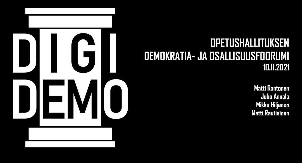 DIGIDEMOhanke's tweet image. Tänään esiteltiin lyhyesti mutta ytimekkäästi DIGIDEMO-hankkeen pääpiirteet @Opetushallitus Demokratia- ja osallisuusfoorumissa ✌🏻
#digidemo #LOPS2021 #demokratiakasvatus #lukiokoulutus #EuroopanNeuvosto #digitaalinenoppimisympäristö #Thinglink