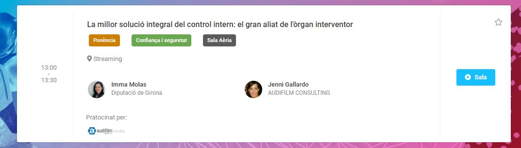 AudifilmConsult's tweet photo. 📌Ja hem acabat la primera ponència, però no marxeu!

Que la @jenngallard i l’Imma Molas us esperen a “La millor solució integral de control intern: el gran aliat de l’òrgan interventor”🔎

🧐Us ho perdreu?

#audifilm #CGD2021 #controlintern https://t.co/91shroursf