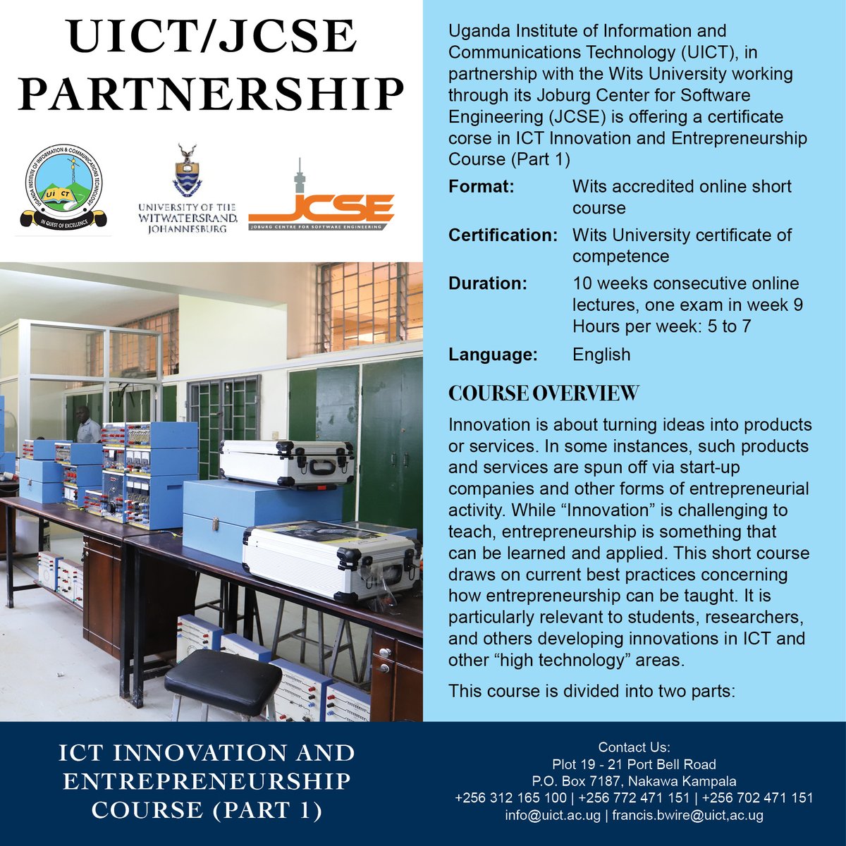 UICTug's tweet photo. The partnership between @uictug @JCSE_at_Wits introduced two more short courses which have have taken shape beginning with government officials, thereafter will be open to the public. @MoICT_Ug @UCC_Official @Tybisa @JCSE_at_Wits #UICT #JCSE https://t.co/5NdJJRK00S
