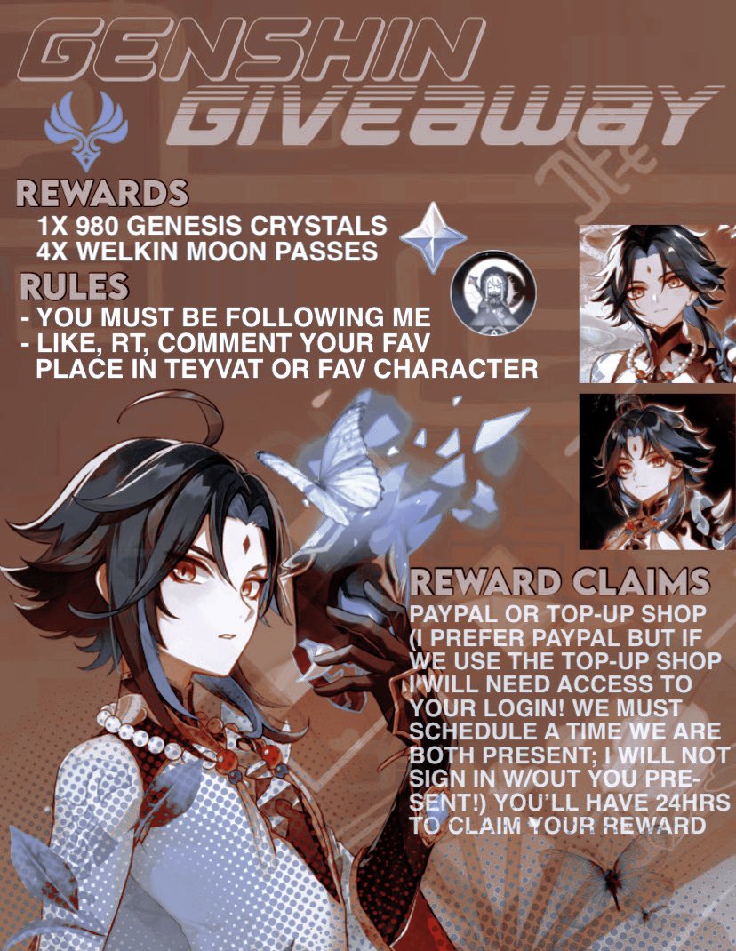 scaranemo's tweet photo. ❗️GENSHIN GIVEAWAY ❗️

as always please read the rules carefully ⭐️ goodluck to everyone entering ! (•̀ᴗ•́)و

winners announced nov. 17th 🥁

#genshintwt 
#genshingiveaway https://t.co/B3oUKToTrq