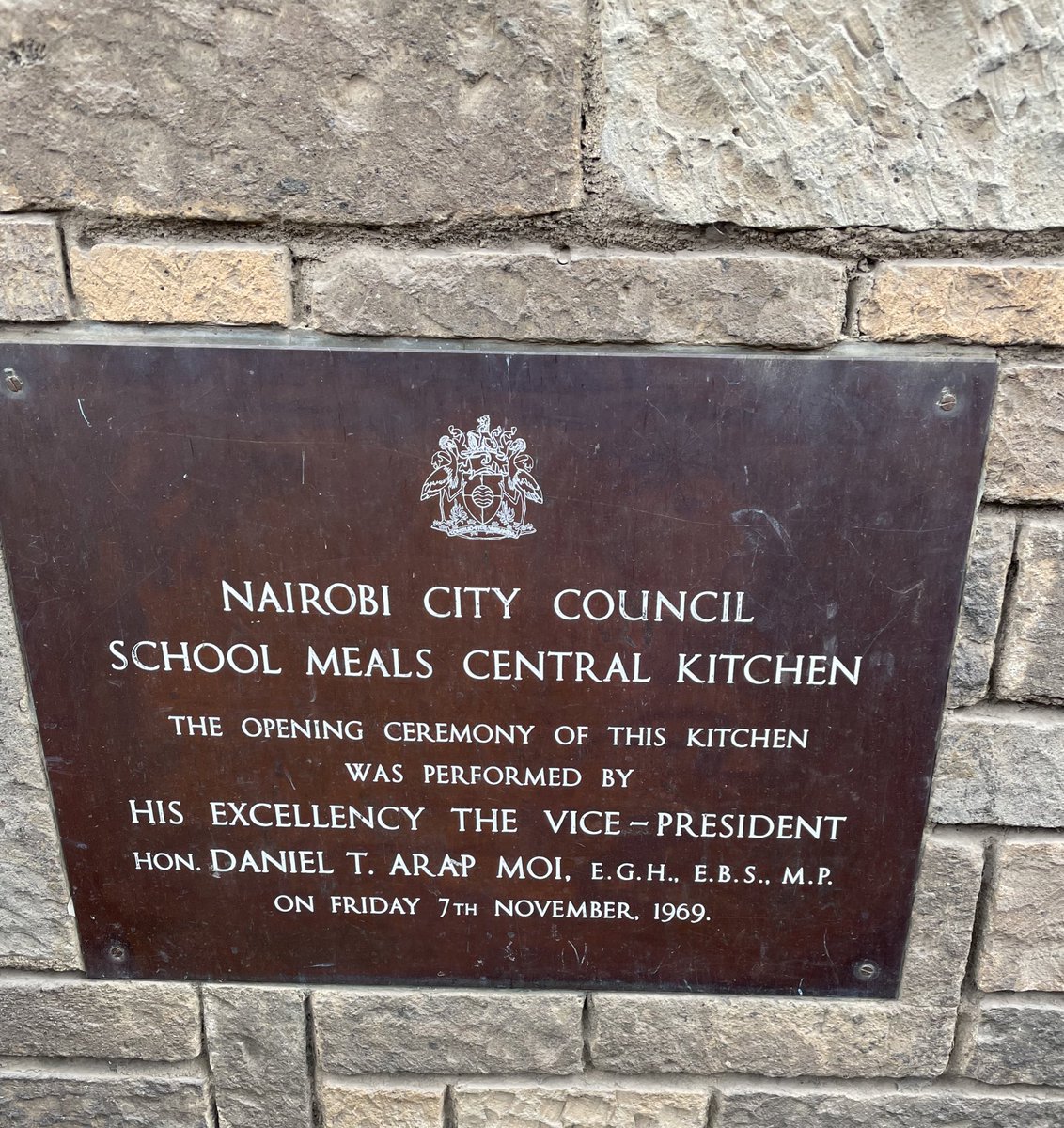 Asmali77's tweet photo. Once upon a time there was a schools meals central kitchen in Eastleigh. This one in particular was opened by His Excellency The Late President Arap Moi in 1969. He was then the VP. Where did the rain start beating us? Where have these kitchens gone to? https://t.co/ivOZNwAkMo
