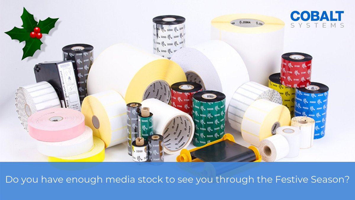 Cobalt_Systems's tweet photo. Christmas is just around the corner, so we’re advising our customers to do a stock check of their #labels &amp; #ribbons to ensure they don't run out over the holidays. To place an order or discuss current lead times, call the team on 01270 539800 or email sales@cobaltis.co.uk. https://t.co/F1xftURRq9