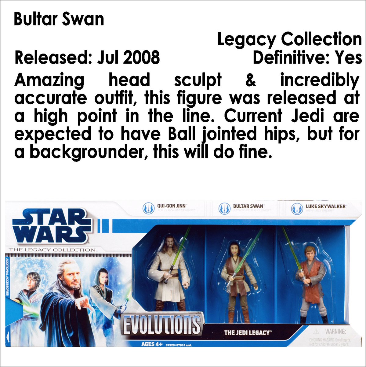 ToysJedi's tweet photo. #ActionFigureOfTheDay #BultarSwan from #LegacyCollection line. Amazing head sculpt & incredibly accurate outfit, this figure was released at a high point in the line. Current Jedi are expected to have Ball jointed hips, but for a backgrounder, this will do. #DefinitelyDefinitive https://t.co/3OVI6ogpUs