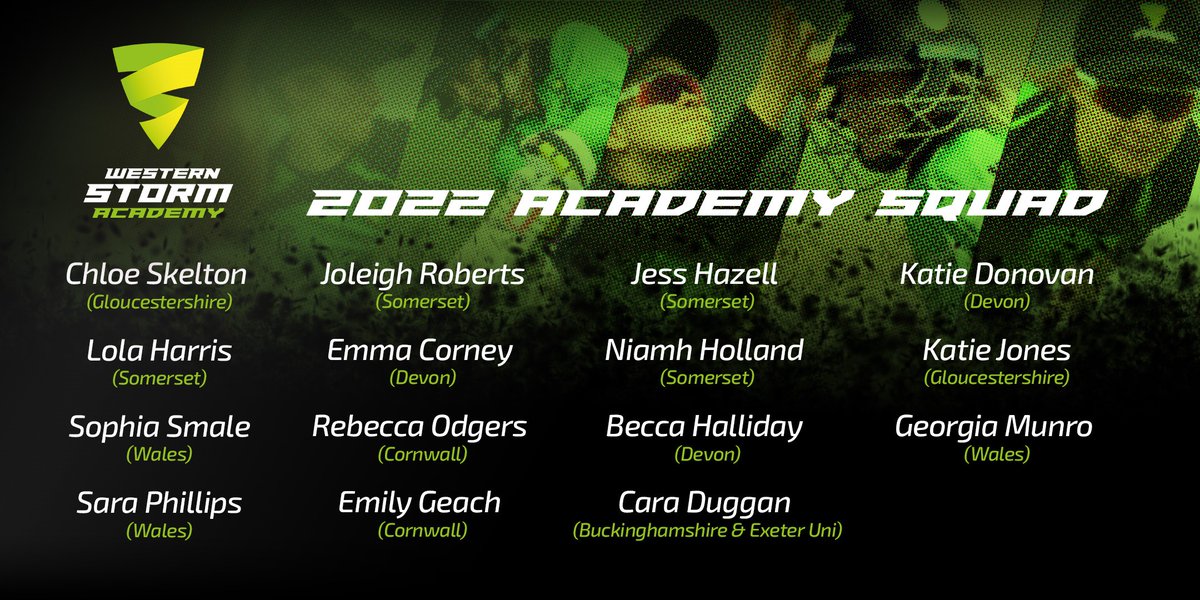 NEWS

Congratulations to all of the players who have been selected for the Western Storm Academy for 2022! 🌪️🌪️

Read more about it here 👉
westernstorm.co.uk/news/western-s…

#stormtroopers