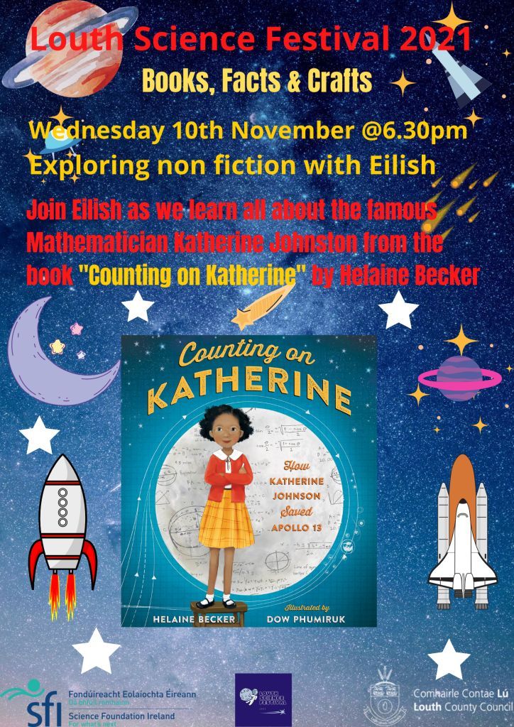As part of a #LetsGetReading #LouthScienceFestival special, join #louthlibraries on Facebook for the story of Katherine Johnson, the mathematician who calculated the flight path for NASA's First Apollo Moon Landing

#RightToRead <a href="/LibrariesIre/">Libraries Ireland</a> @scienceirel <a href="/genesislouth/">The Genesis Programme</a>