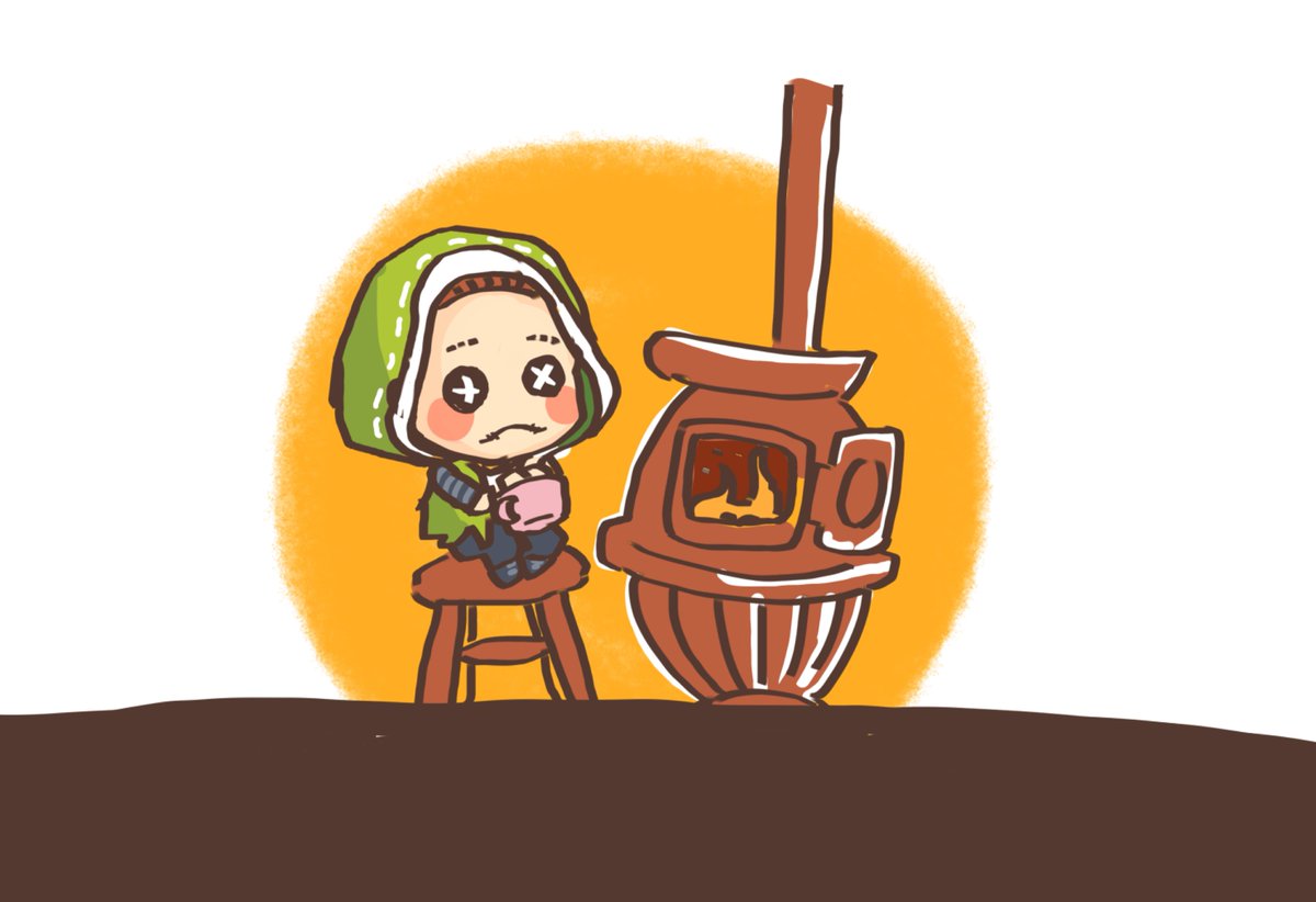 solo hood stool sitting cup chibi 1girl  illustration images
