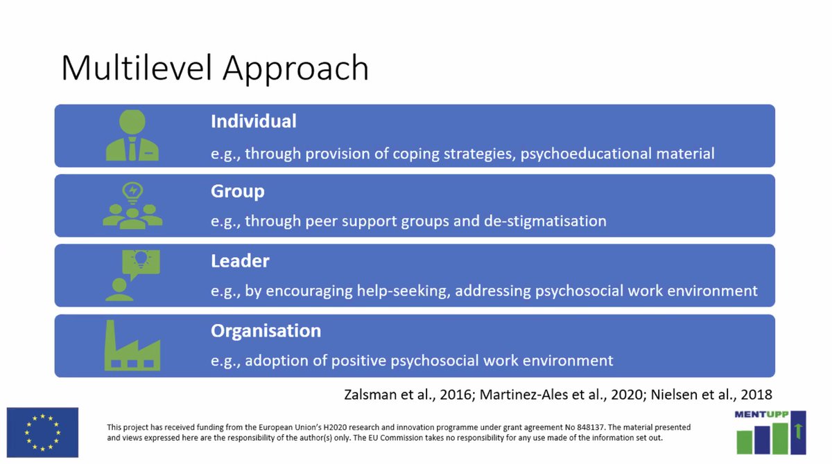 eu_mentupp's tweet photo. Prof. @EllaArensman explains the Multilevel Approach that @eu_mentupp has adopted to ensure long-term positive impacts in targeted SMEs in the Construction, Healthcare and ICT sectors - there's evidence of high levels of absenteeism, presenteeism and suicide in those sectors. https://t.co/CB4c8C6Kqs