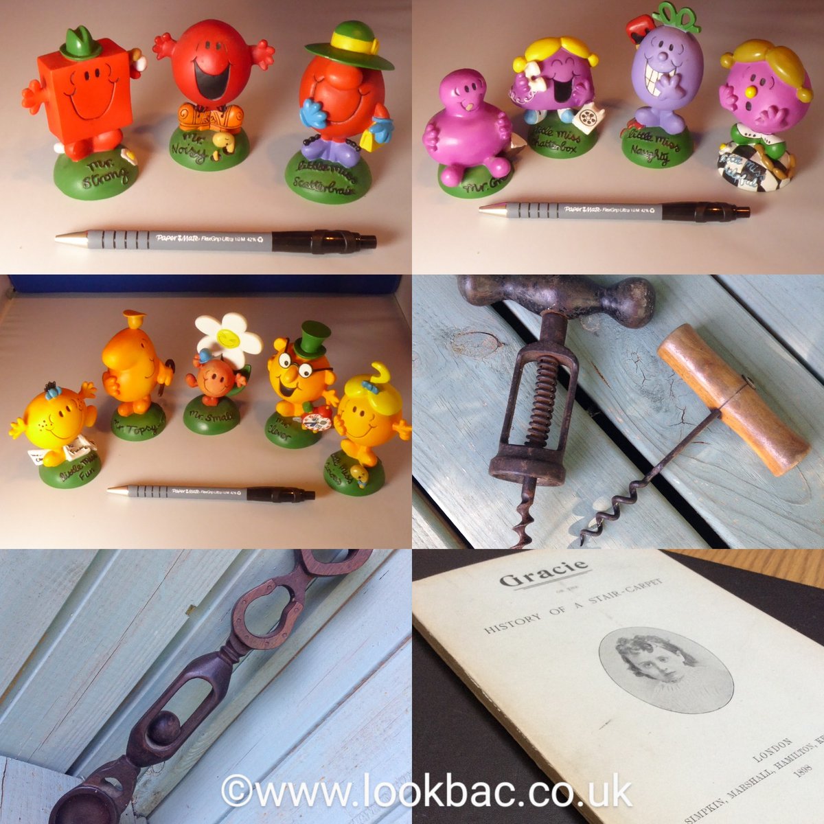BooksWanted's tweet photo. Our friends @lookbac_co_uk have some interesting vintage, antique &amp; collectable items for sale on eBay please check them out if interested. Link via their bio page or https://t.co/LqvqdwYTJf
#MrMen #LittleMiss #WelshLoveSpoon #VintageCorkscrews #AntiqueBook https://t.co/bNXIQ8kdXj