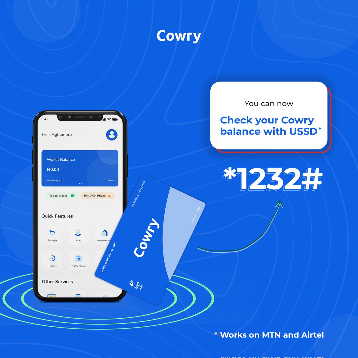 paywithcowry's tweet photo. *1232#
.
Dial to check your Cowry card and wallet balance via USSD
Works on MTN and Airtel
#cowrycard #cowrylagos #cowrytribe #OneCowryOneLagos #CowryxDanfo #transportation #afc #cashless #contactlesspayment #paymentcompany #fintech #touchandpay #CowryLagos https://t.co/dn39mueQHC