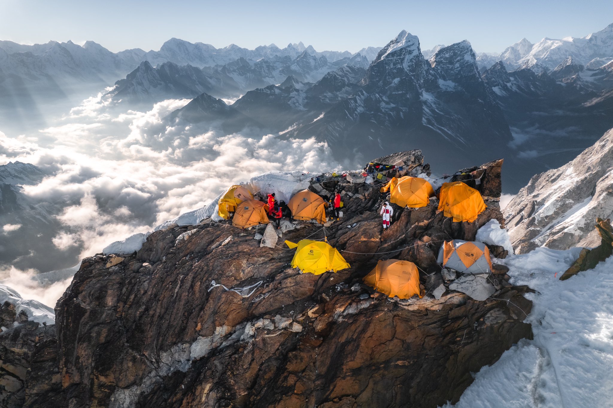 Jackson Groves on X: "One of the most iconic, dangerous and unique  campsites in the world. Climbers take test at Camp 2 on Ama Dablam (6,813m)  before ascending to the summit. Would