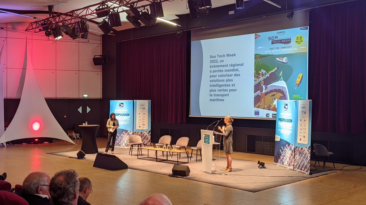 #BretagnePPV 
🗣️ "La #SeaTech2022, un évènement régional à portée mondial, pour valoriser des solutions plus intelligentes et plus vertes pour le transport maritime" présentée par <a href="/JRimetz/">Juliette Rimetz</a>,
 chez <a href="/CampusMer/">Campus mondial de la mer</a>