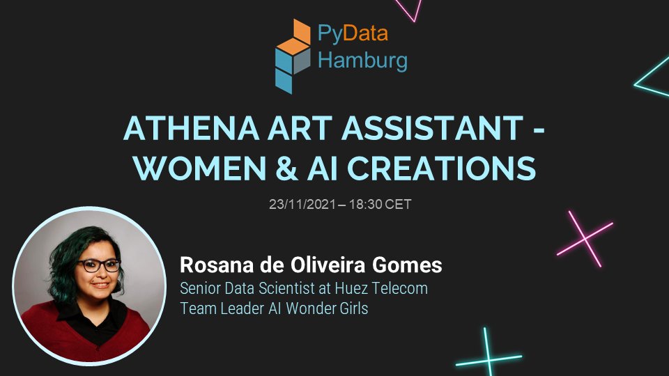 Moin!👋⚓Have you already signed up for our next meetup? We are looking forward to having Rosana de Oliveira Gomes with us talking about "ATHENA Art Assistant - Women &amp; AI Creations.” Grab your spot here: 👇
meetup.com/PyData-Hamburg…
#MachineLearning #PyData #ArtificialIntelligence