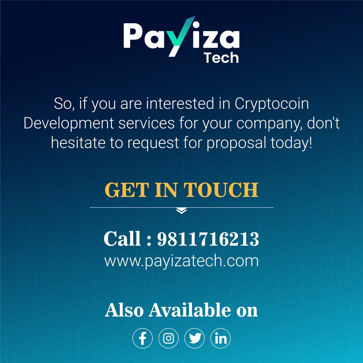 PayizaTech's tweet image. @payizatech provides excellent cryptocurrency development services to help our clients to increase their ROI.
#payizatechnologies #payizatech #cryptocoindevelopment #cryptourrency #blockchain #blockchaintechnology #cryptocoin #currency #digitalassets