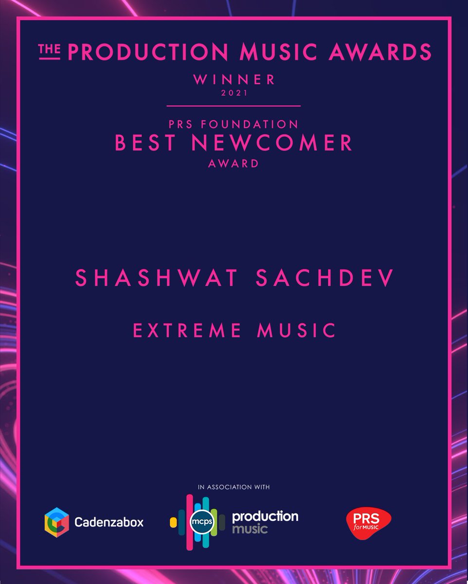 🏆WINNER🏆 @PRSFoundation Best NEWCOMER 2021 ---------- Shashwat Sachdev (@shashwatology) // @ExtremeMusic ---------- All tonight's #pmawards2021 winners here: productionmusicawards.com/winners-2021/