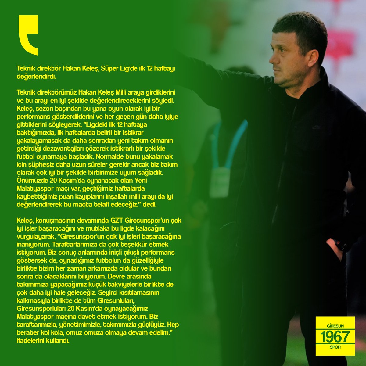 grsnspr1967's tweet photo. 🗞️GZT GİRESUNSPOR teknik direktörü Hakan Keleş'den bilindik demeçler.

#GztGiresunspor
#HakanKeleş
#Açıklama https://t.co/u9q0CRMvHj