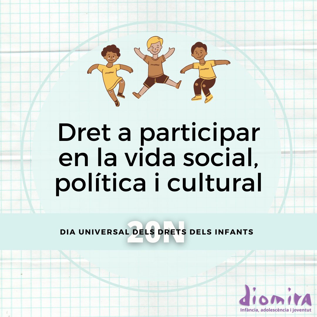 🗓️ El 20 de novembre celebrem el Dia Universal dels Drets dels Infants. 
👫 Es commemora l’aprovació de la Convenció dels Drets de l’Infant per part de les Nacions Unides l'any 1989. 
🔜 Sabeu de quins drets parlem? Comencem un compte enrere!

#20N #dretsinfants