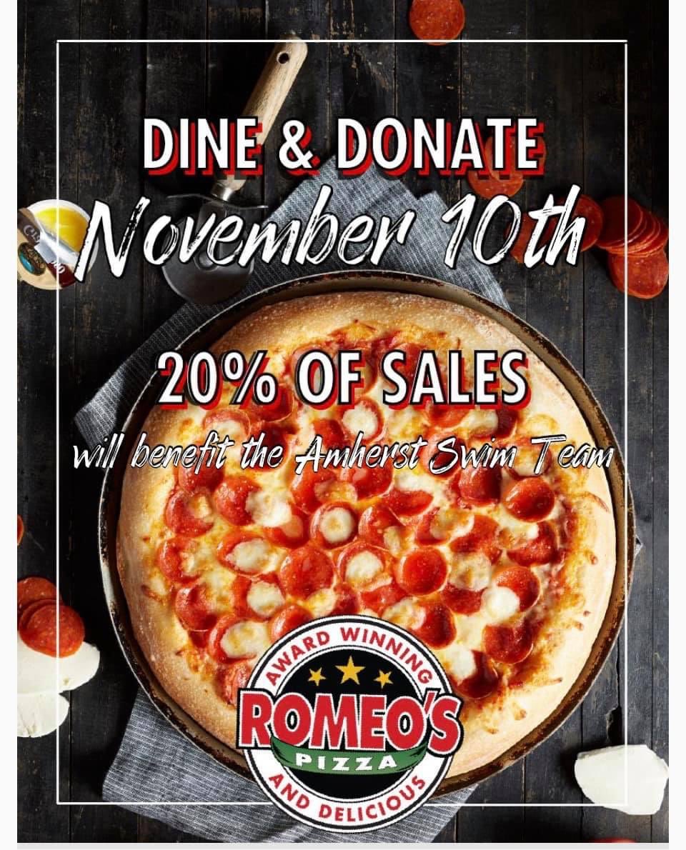 Please support Steele Swimming & Diving today. Romeo’s is donating 20% of all sales. No flyer or code needed. #notcookingtonight
