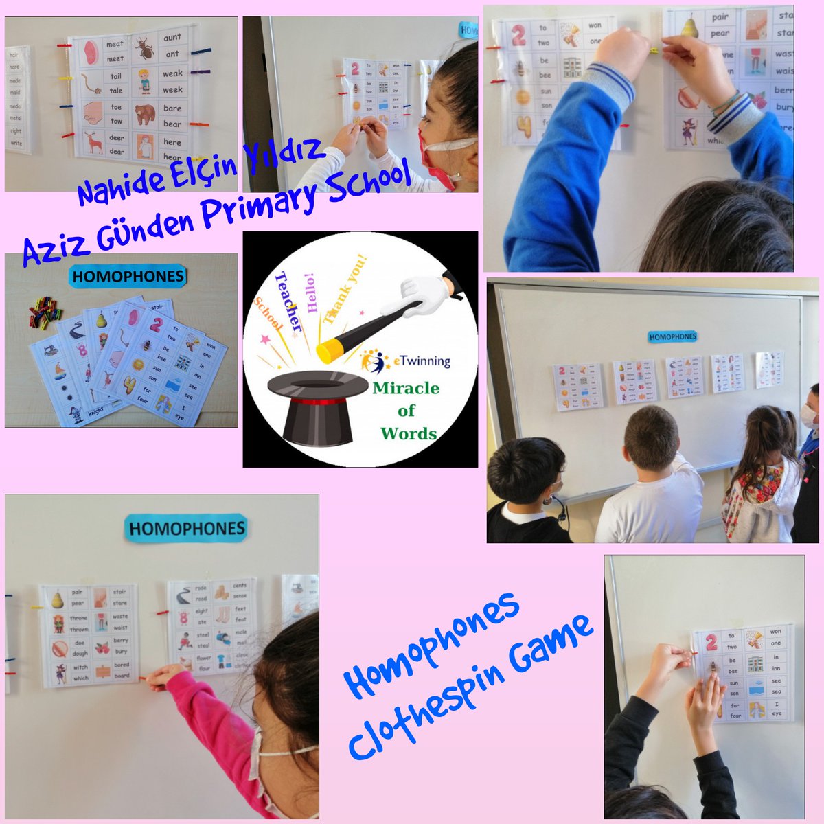 Aziz Günden İlkokulu-Kuruculuğunu da yaptığım uluslararası eTwinning projemiz "Miracle of Words"için Kasım ayı çalışmaları olarak Homophones ve homographs kelimeleri çalıştık,Homographs Puzzle-Homophones Clothespin Game aktivitelerimiz <a href="/AzizGunden/">Aziz Günden İlkokulu</a> <a href="/eTwinningDestek/">eTwinning Projects Dissemination</a> <a href="/HalilVardi59/">HALİL VARDI 🇹🇷🇹🇷🇹🇷</a>