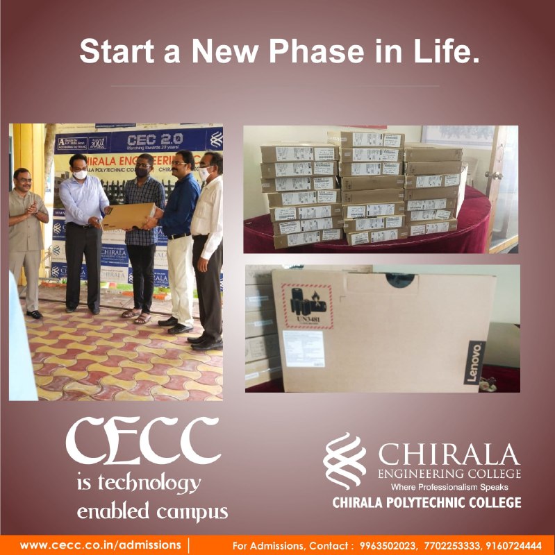 CEC_College's tweet photo. "The direction in which education starts a man will determine his future in life"

Come and get your free laptop and we help you to build your dreams! Join https://t.co/UW4UqADJZE now at #ChiralaEngineeringCollege

Admissions are open for the session 2021-22

#AdmissionsOpen2021 https://t.co/cc0VKCAePI