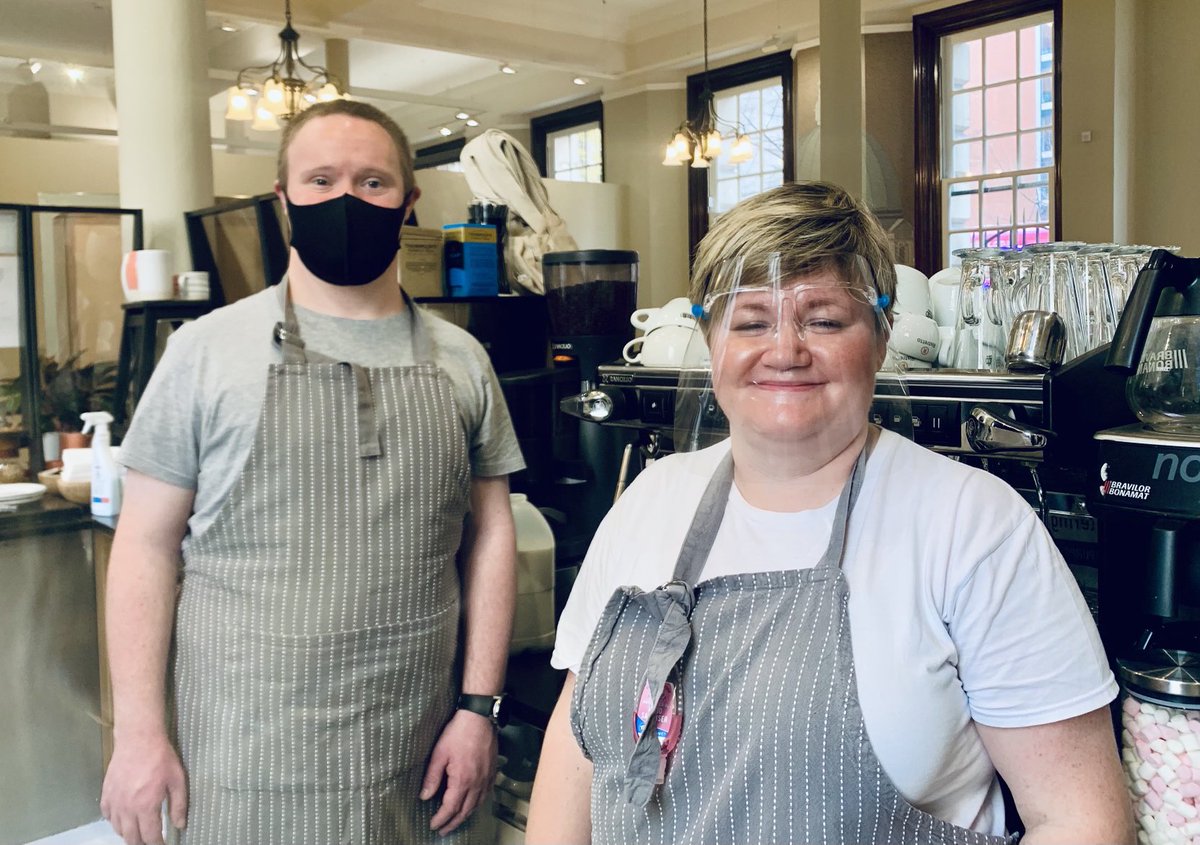 maevemonaghan's tweet photo. It's a big welcome back to Ian and Natasha who are back training @lovelyloaf #TheBobbin #belfastcc This is what an inclusive city should look like #Belfast https://t.co/BV5O1JWjYD